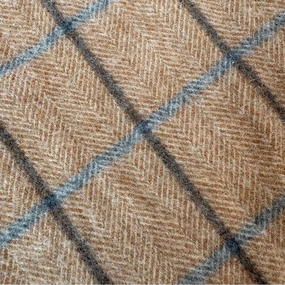 Vntg Eagle Products Made In Germany Cashmere Scarf Men’s Plaid Camel Fringe Soft